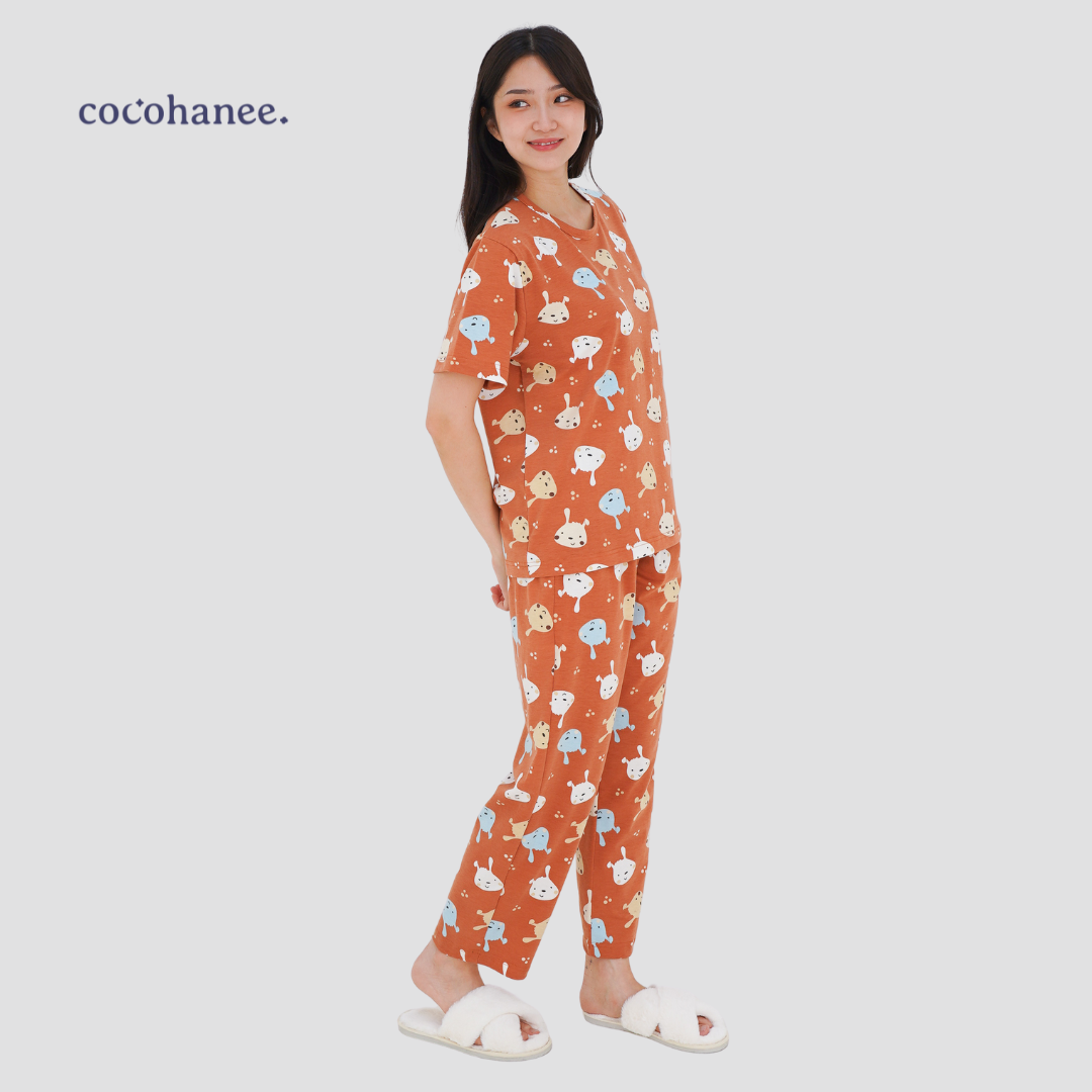 Cocohanee - Brown Puppies Adult Cozy Pajamas - Piyama Tidur Dewasa