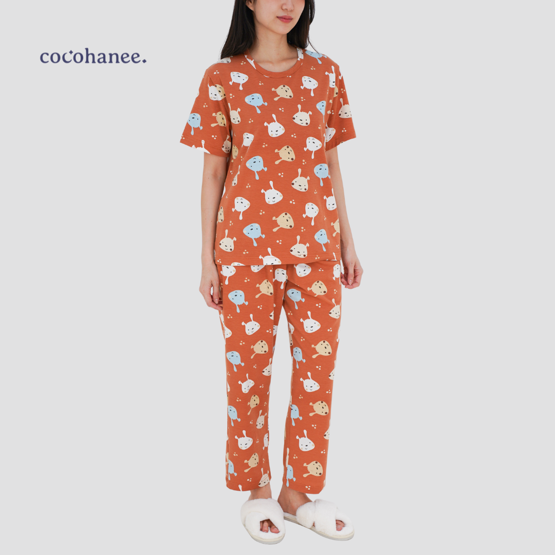 Cocohanee - Brown Puppies Adult Cozy Pajamas - Piyama Tidur Dewasa