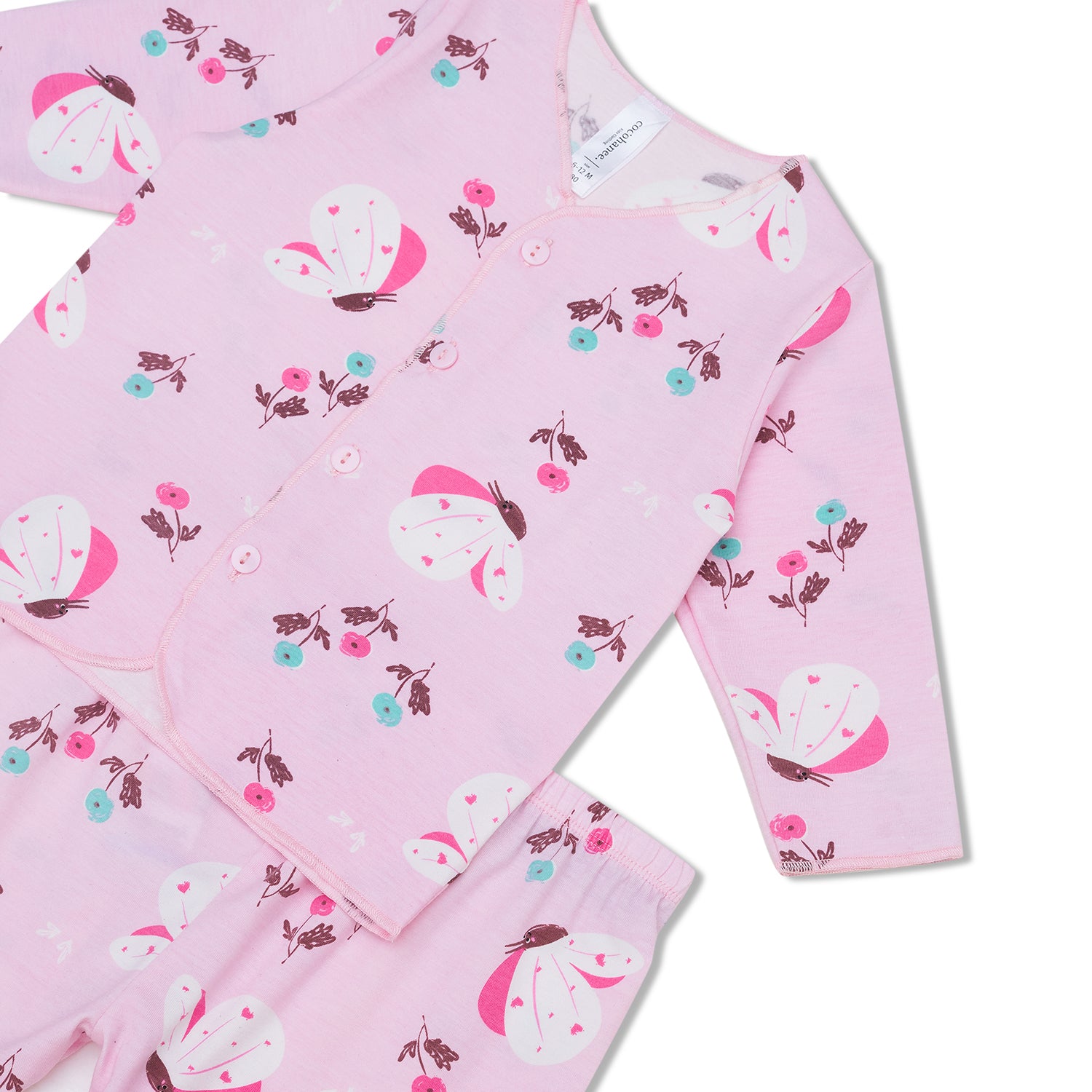 Cocohanee - Butterflies Baby Long Button Down Pajamas - Piyama Bayi dengan Kancing Depan