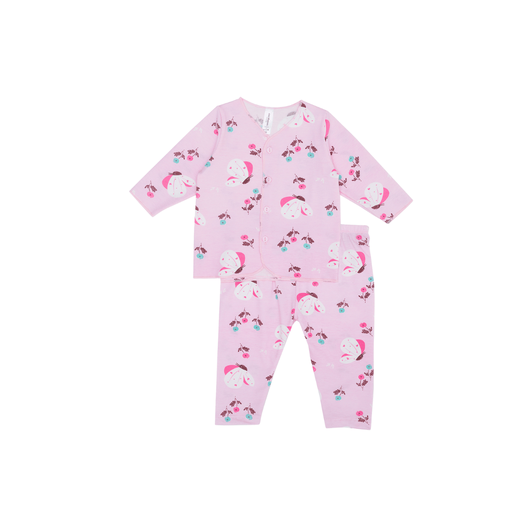 Cocohanee - Butterflies Baby Long Button Down Pajamas - Piyama Bayi dengan Kancing Depan