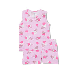 Cocohanee - Creamy Strawberry Sleeveless Set - Setelan Anak Tanpa Lengan