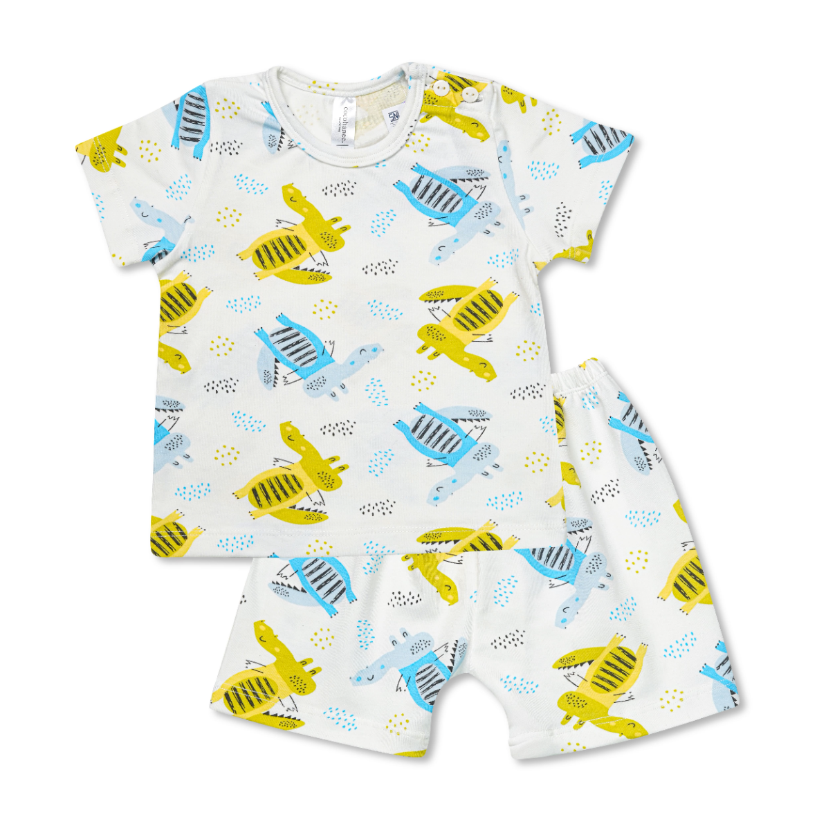 Cocohanee - Croco Baby Short Shoulder Button Pajamas - Piyama Bayi dengan Kancing di Bahu
