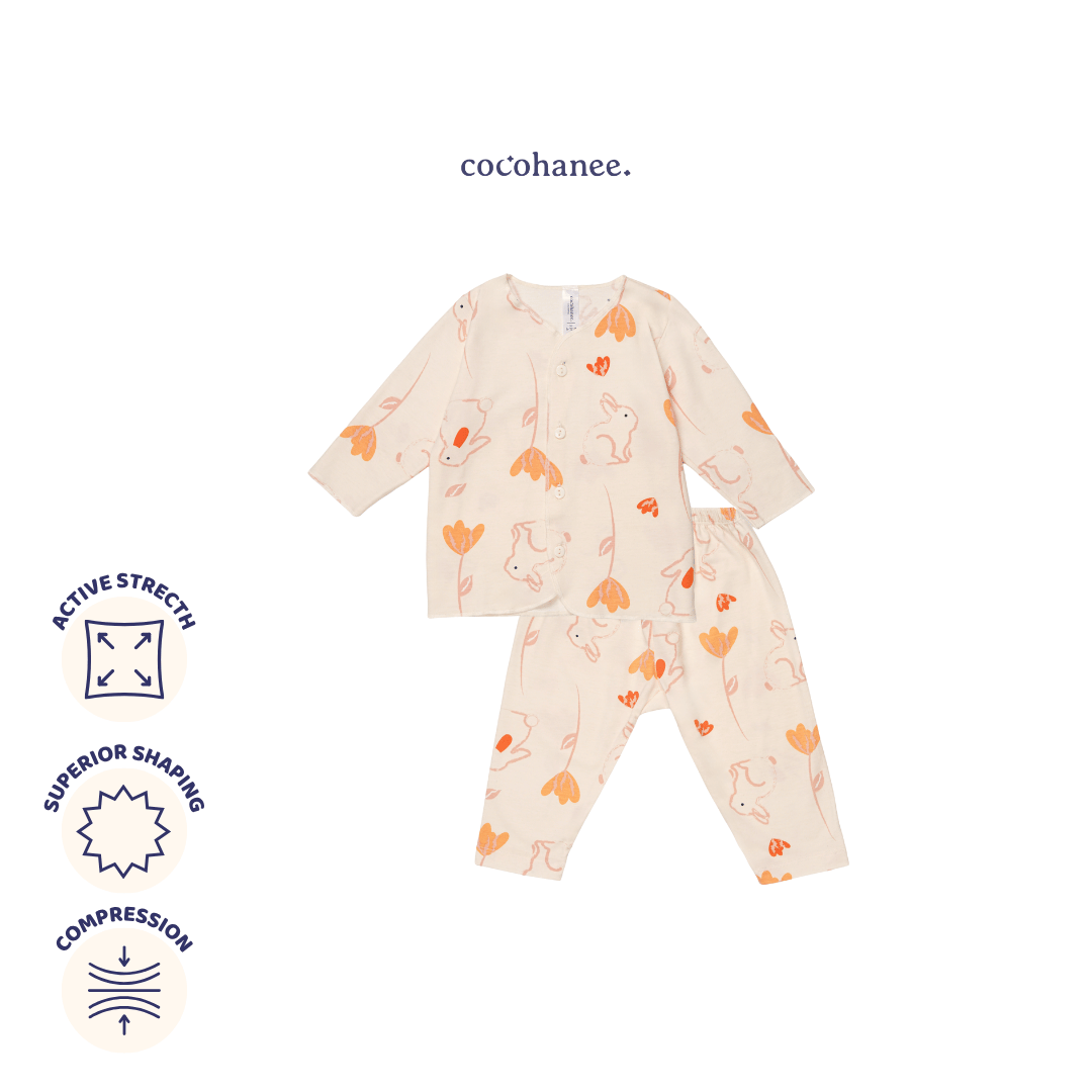 Bunny Petals - Baby Long Button Down Pajamas - Piyama Bayi dengan Kancing Depan