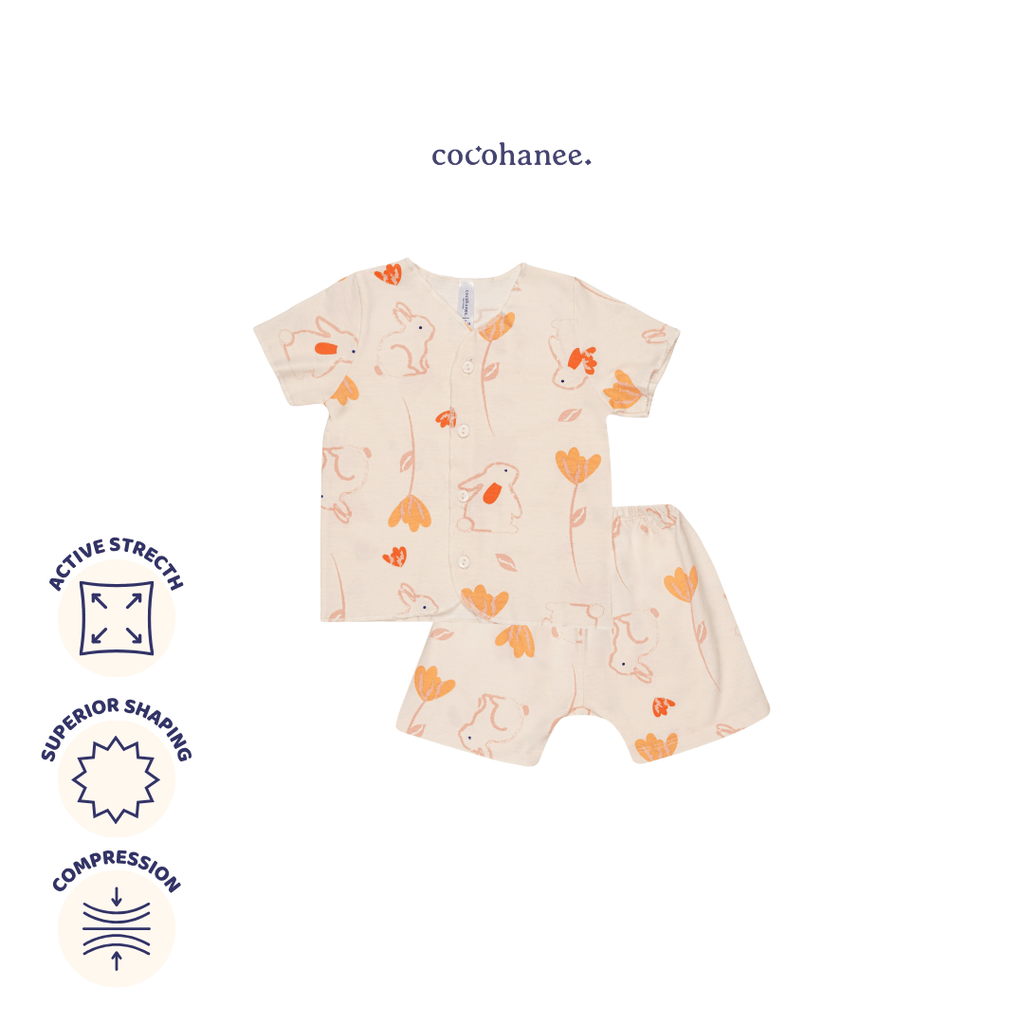 Bunny Petals - Baby Short Button Down Pajamas - Piyama Bayi dengan Kancing Depan