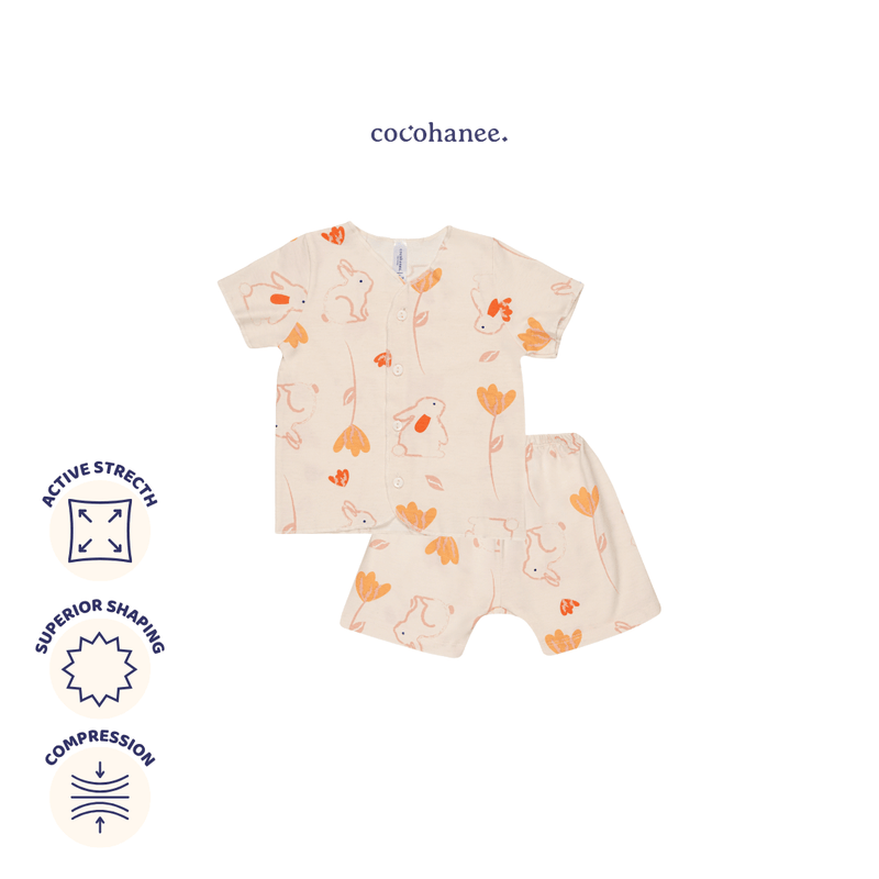 Bunny Petals - Baby Short Button Down Pajamas - Piyama Bayi dengan Kancing Depan