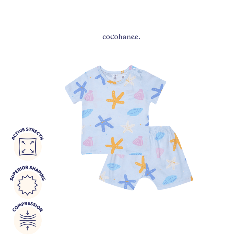 Starfish - Baby Short Shoulder Button Pajamas - Piyama Bayi dengan Kancing di Bahu