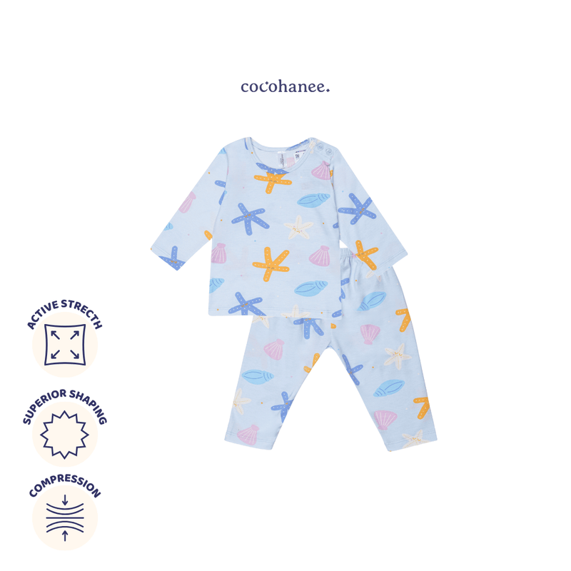 Starfish - Baby Long Shoulder Button Pajamas - Piyama Bayi dengan Kancing di Bahu