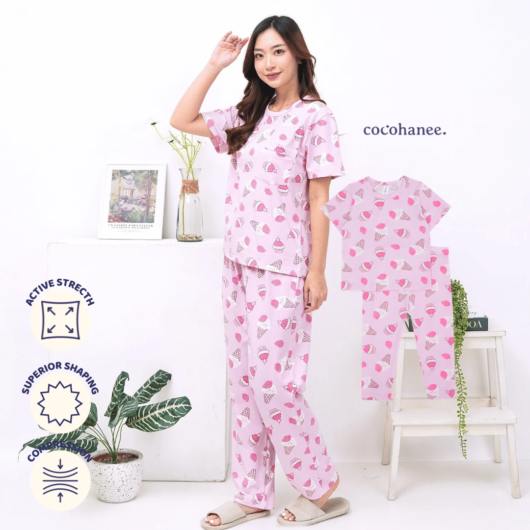 Creamy Strawberry - Lune Cozy - Piyama Tidur Dewasa