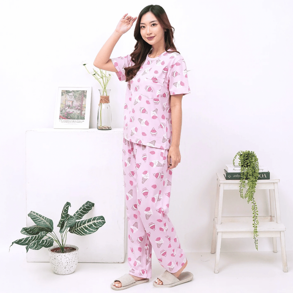 Creamy Strawberry - Lune Cozy - Piyama Tidur Dewasa