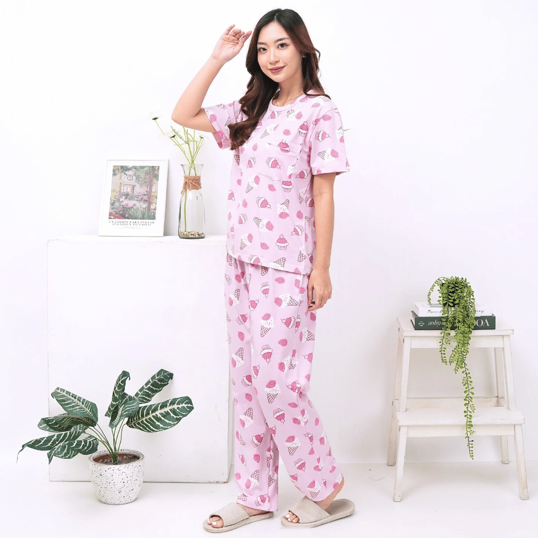 Creamy Strawberry - Lune Cozy - Piyama Tidur Dewasa
