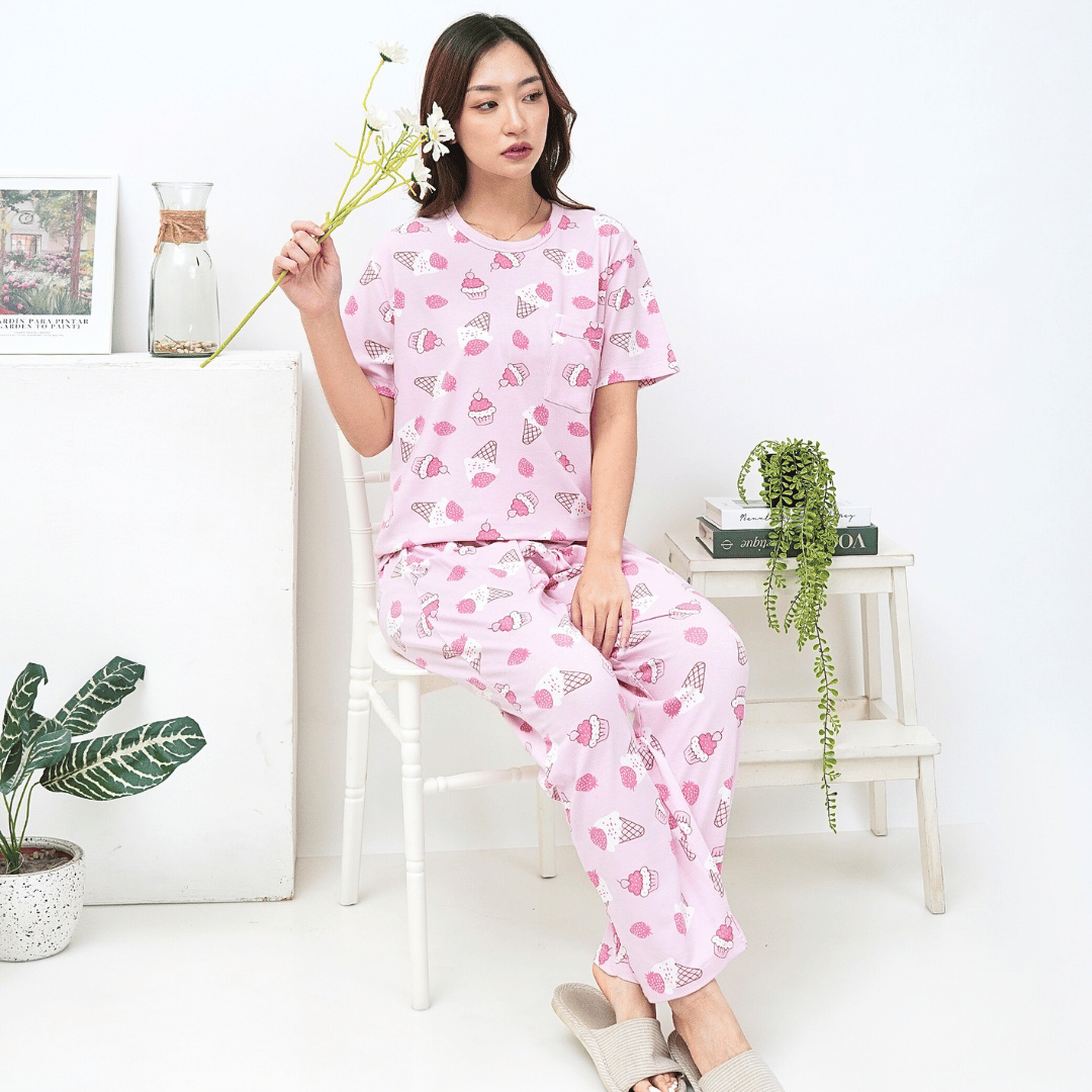 Creamy Strawberry - Lune Cozy - Piyama Tidur Dewasa