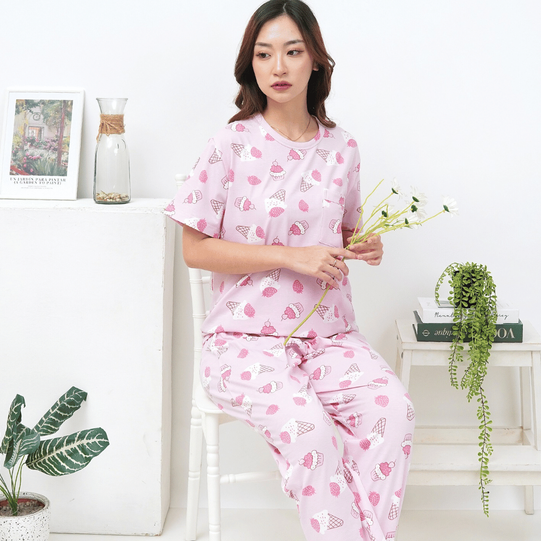 Creamy Strawberry - Lune Cozy - Piyama Tidur Dewasa