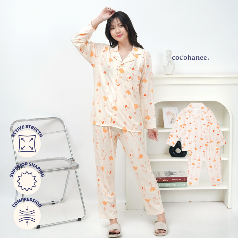 Bunny Petals - Lune Button Long - Piyama Tidur Dewasa