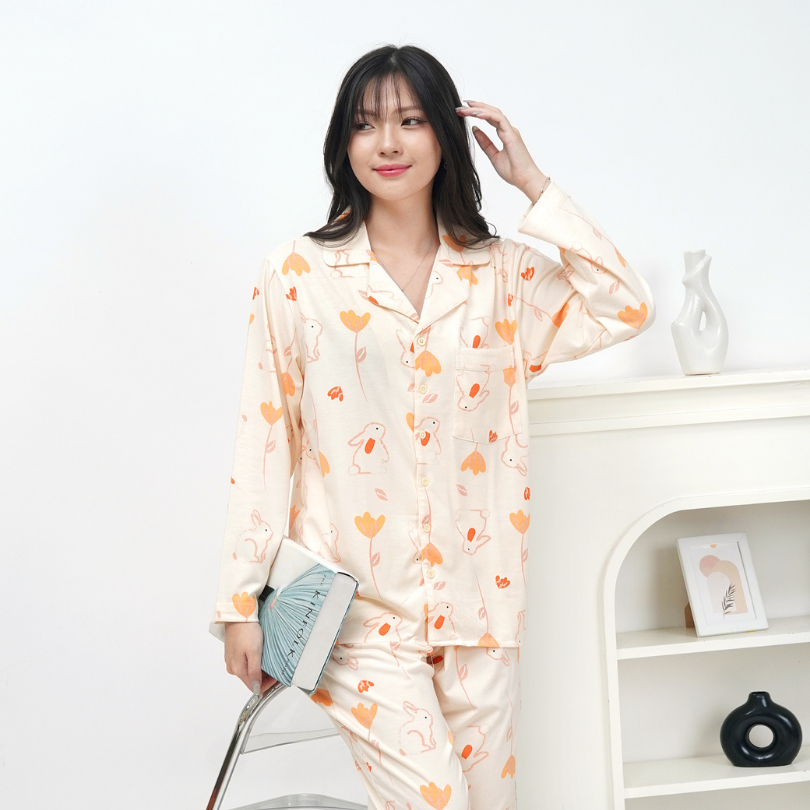 Bunny Petals - Lune Button Long - Piyama Tidur Dewasa