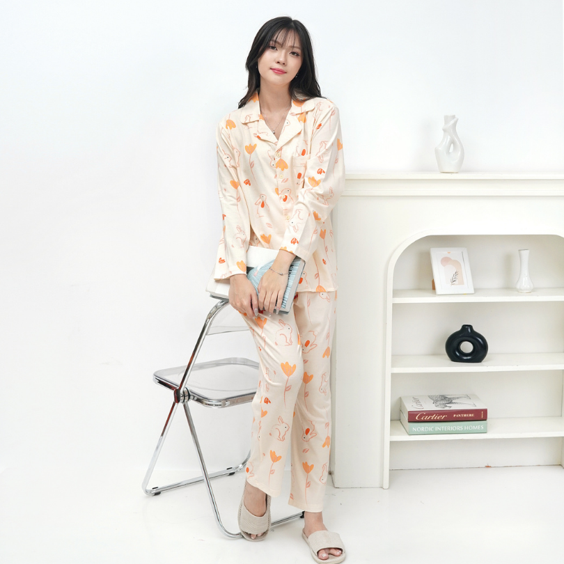 Bunny Petals - Lune Button Long - Piyama Tidur Dewasa