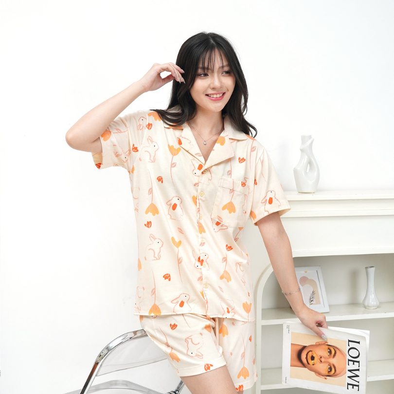 Bunny Petals - Lune Button Short - Piyama Tidur Dewasa