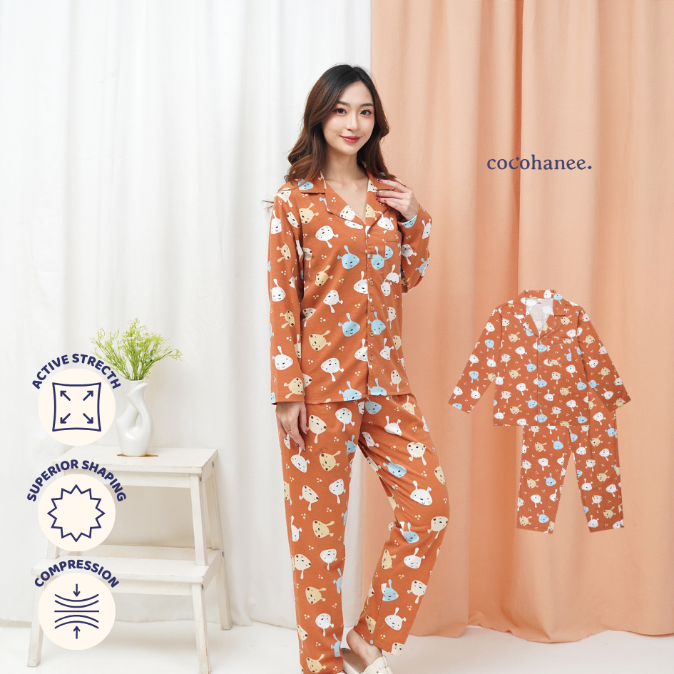 Brown Puppies - Lune Button Long - Piyama Tidur Dewasa