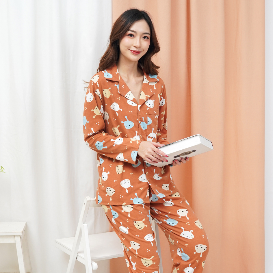 Brown Puppies - Lune Button Long - Piyama Tidur Dewasa