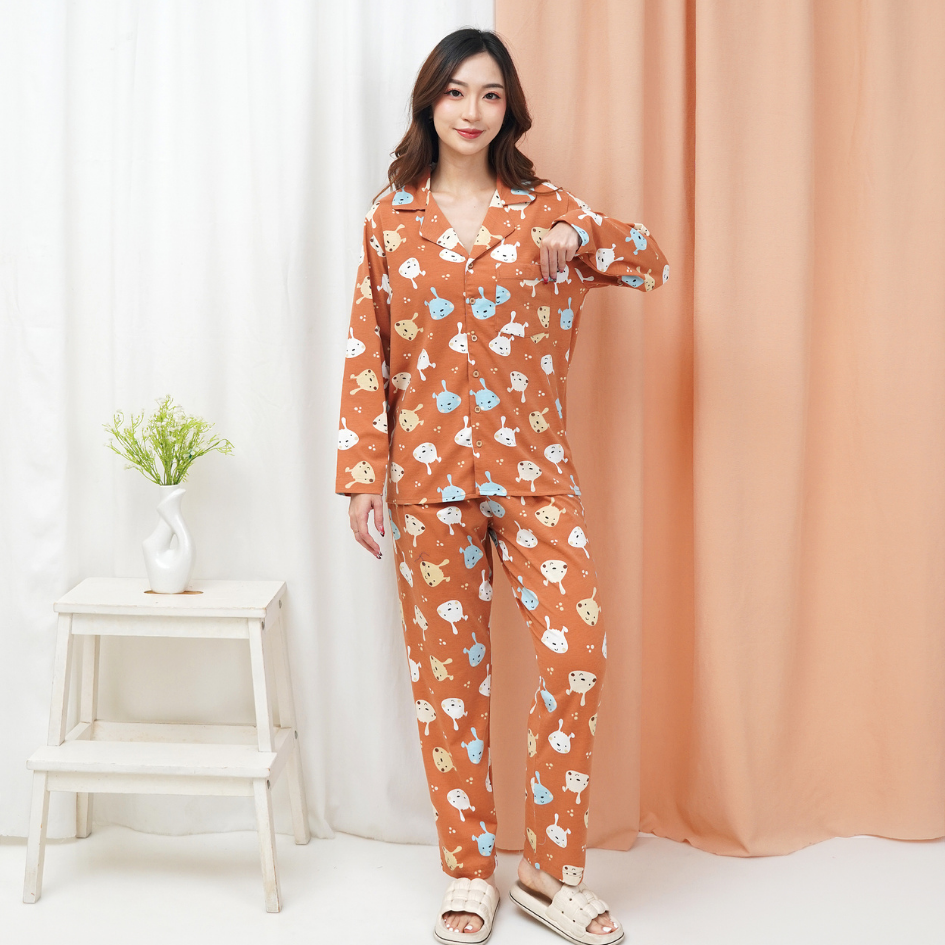 Brown Puppies - Lune Button Long - Piyama Tidur Dewasa