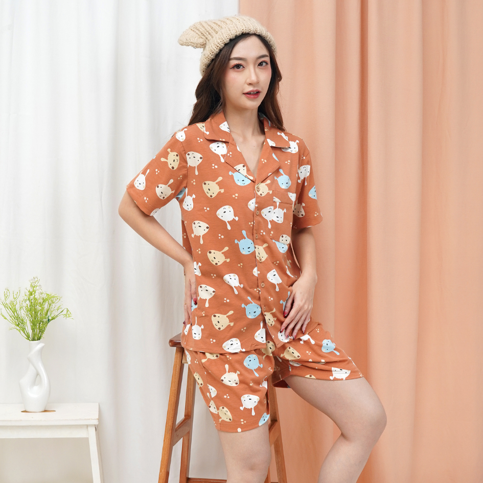 Brown Puppies - Lune Button Short - Piyama Tidur Dewasa