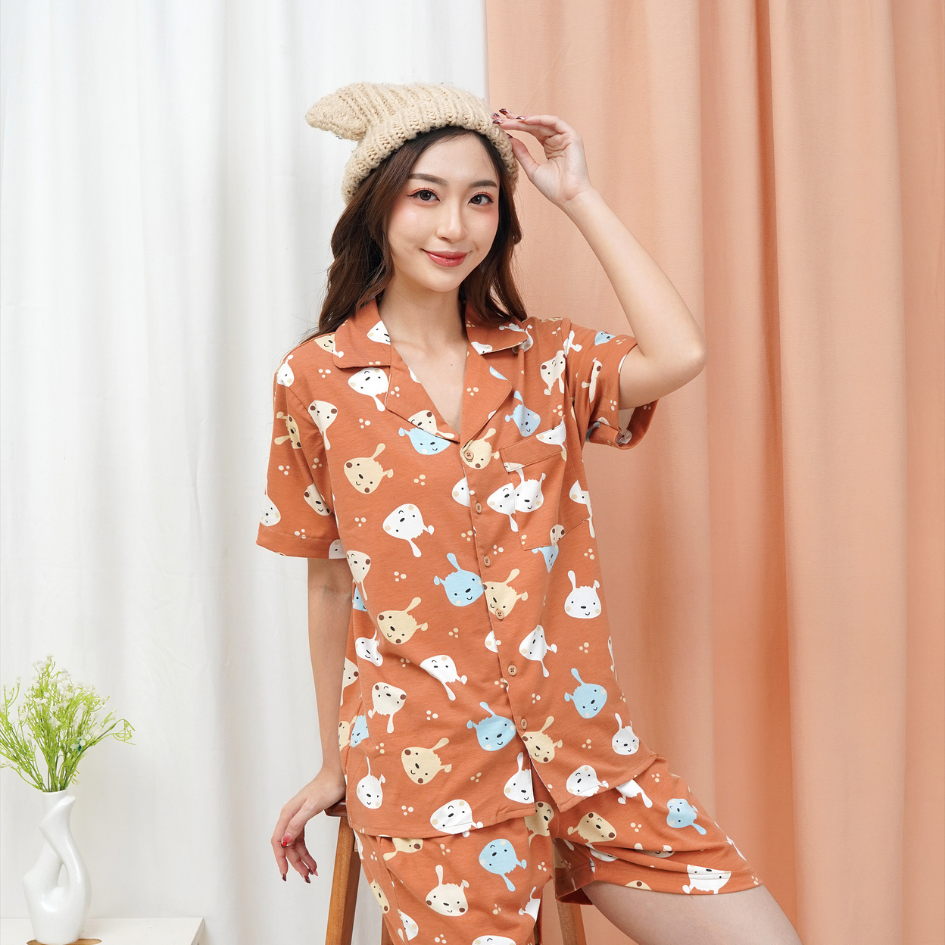 Brown Puppies - Lune Button Short - Piyama Tidur Dewasa