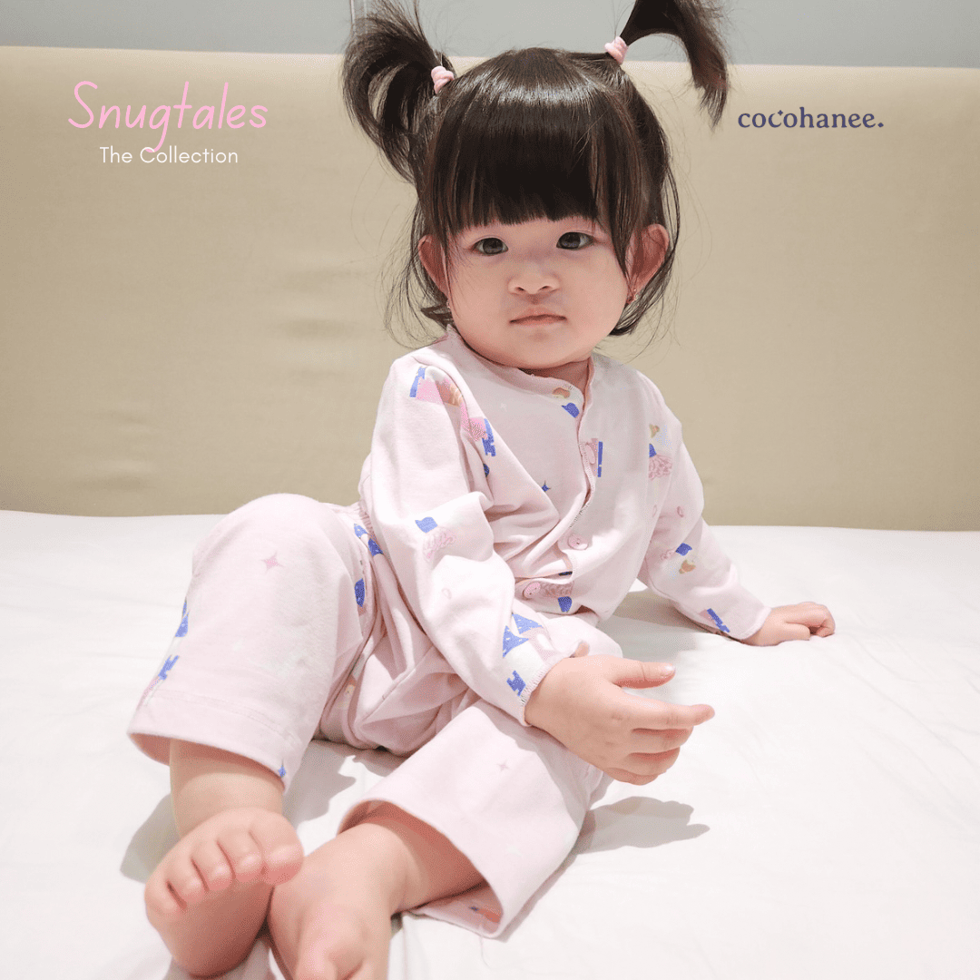 Cocohanee - Fairy Castle - Baby Long Button Down Pajamas - Piyama Bayi dengan Kancing Depan