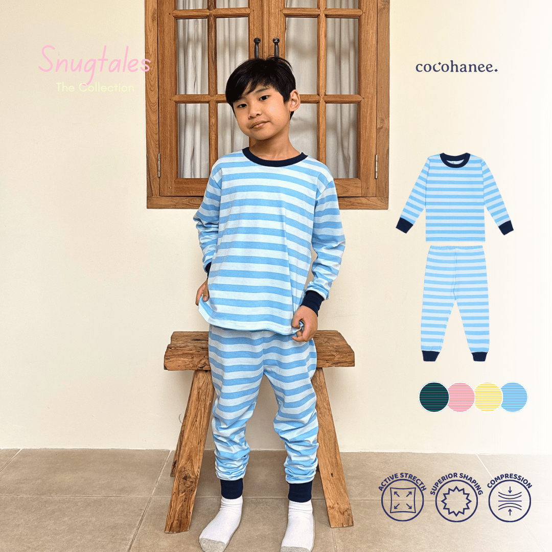 Stripe Cloud - Long Pajamas - Piyama Tidur Motif Salur Anak