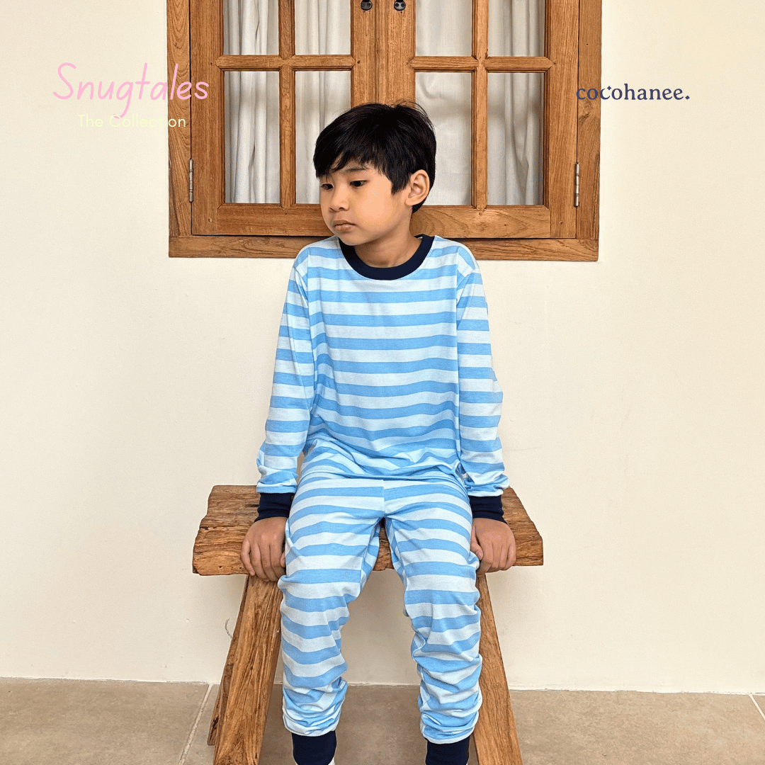 Stripe Cloud - Long Pajamas - Piyama Tidur Motif Salur Anak