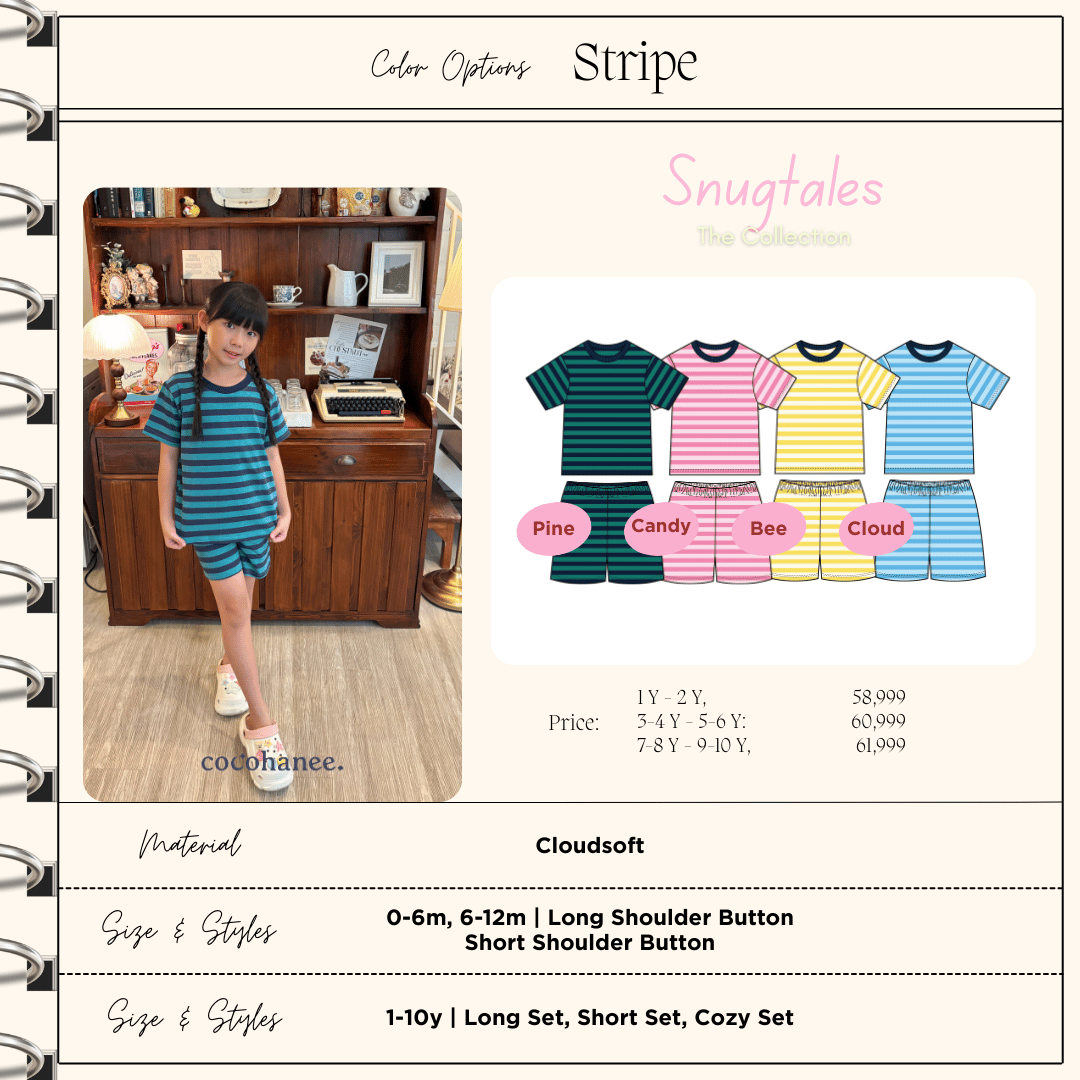Stripe Pine - Short Pajamas - Piyama Tidur Motif Salur Anak