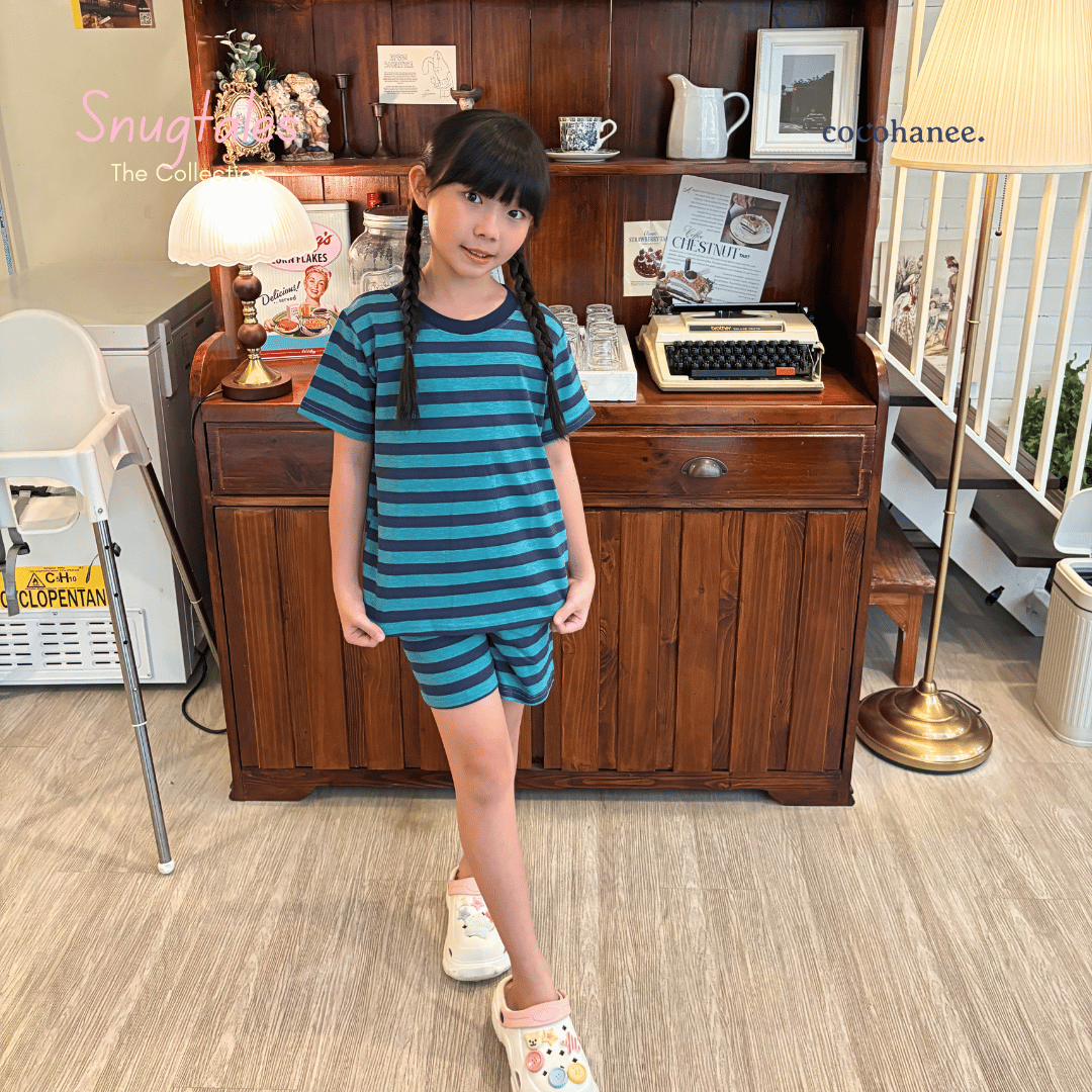 Stripe Pine - Short Pajamas - Piyama Tidur Motif Salur Anak