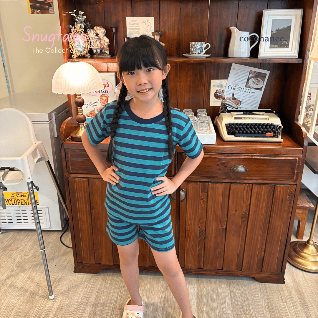 Stripe Pine - Short Pajamas - Piyama Tidur Motif Salur Anak
