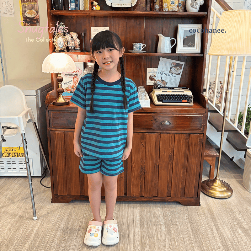 Stripe Pine - Short Pajamas - Piyama Tidur Motif Salur Anak