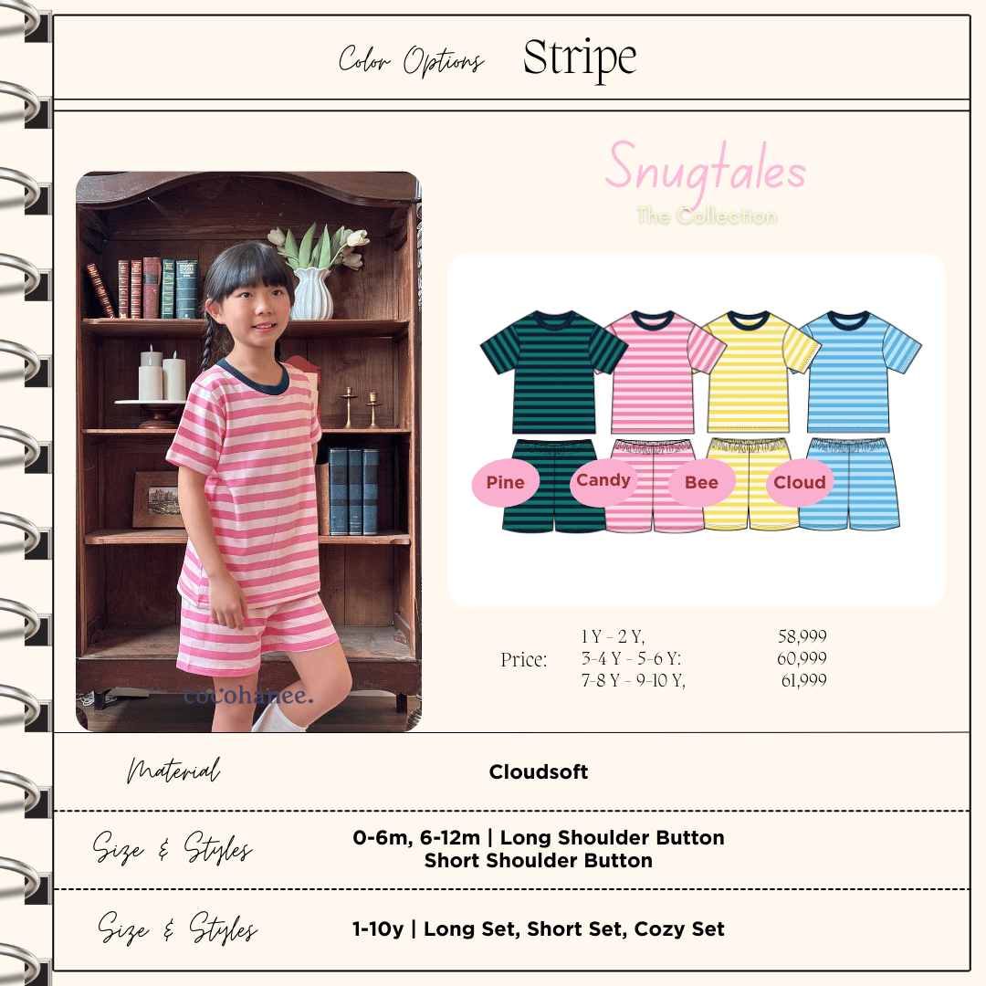 Stripe Candy - Short Pajamas - Piyama Tidur Motif Salur Anak