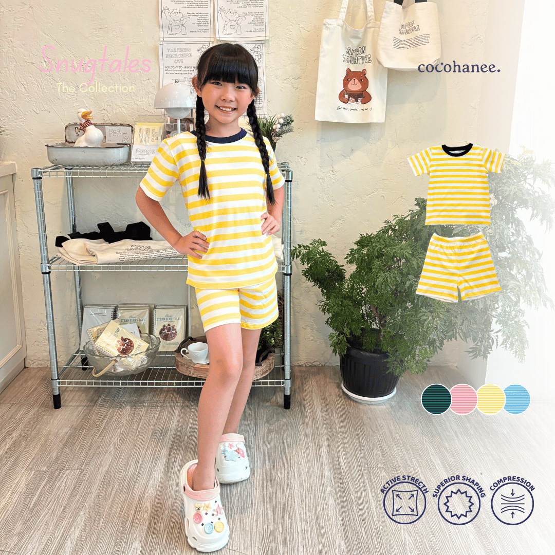 Stripe Bee - Short Pajamas - Piyama Tidur Motif Salur Anak