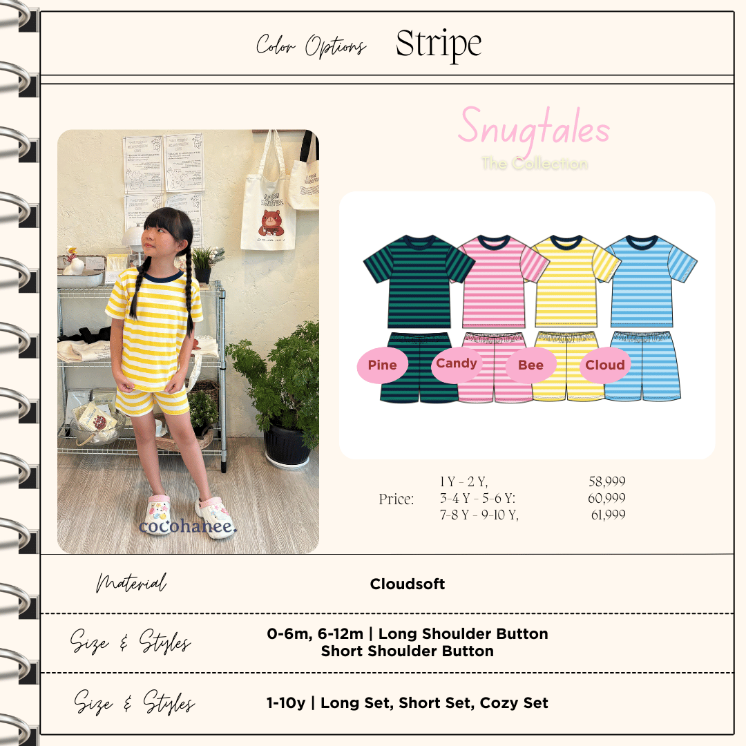 Stripe Bee - Short Pajamas - Piyama Tidur Motif Salur Anak