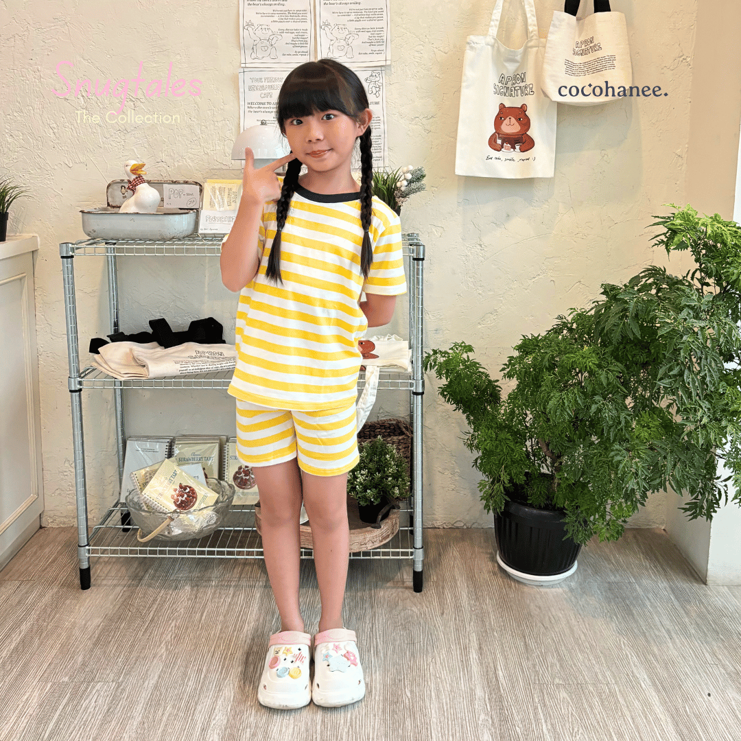 Stripe Bee - Short Pajamas - Piyama Tidur Motif Salur Anak
