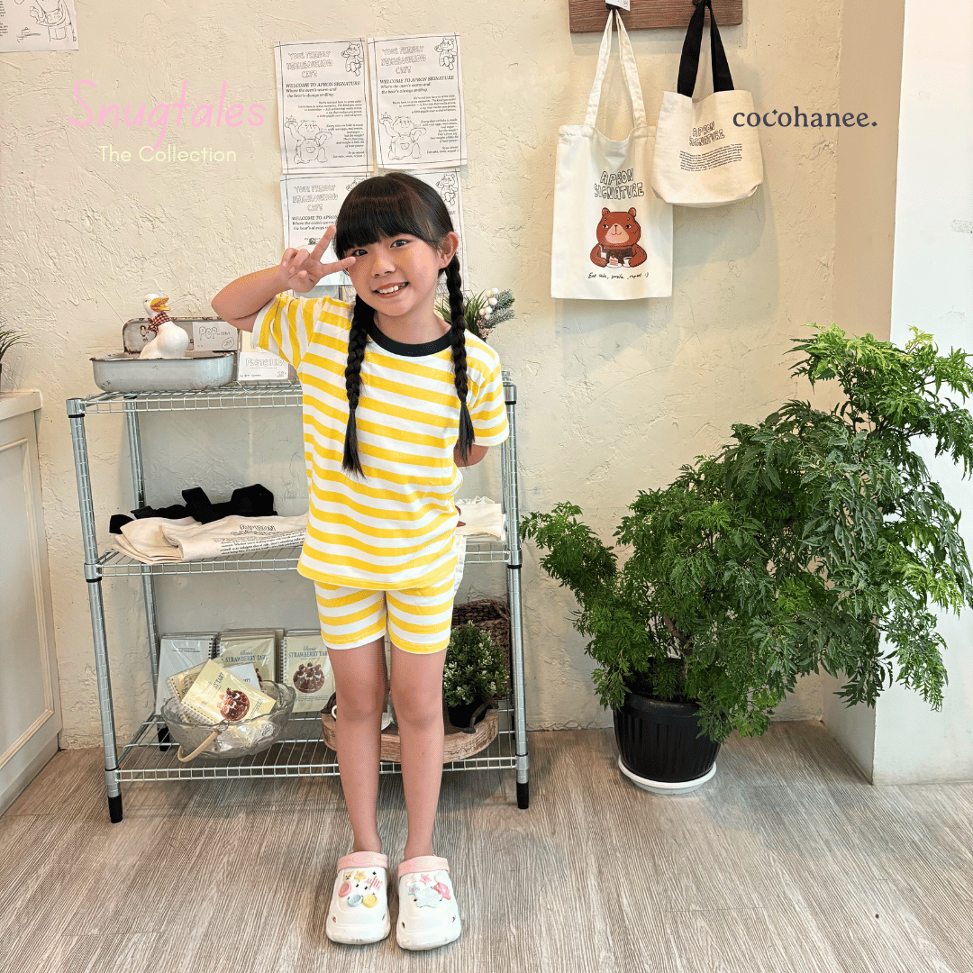 Stripe Bee - Short Pajamas - Piyama Tidur Motif Salur Anak