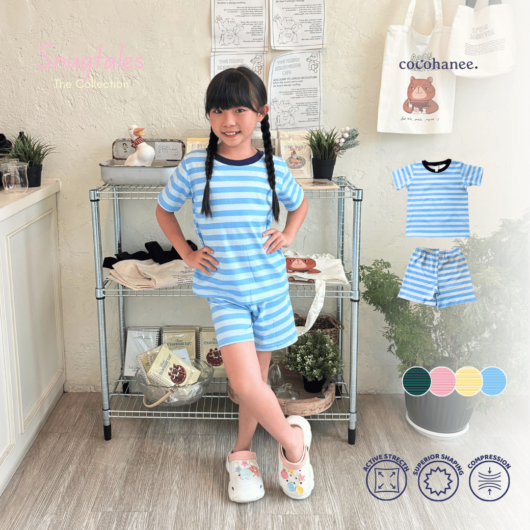 Stripe Cloud - Short Pajamas - Piyama Tidur Motif Salur Anak