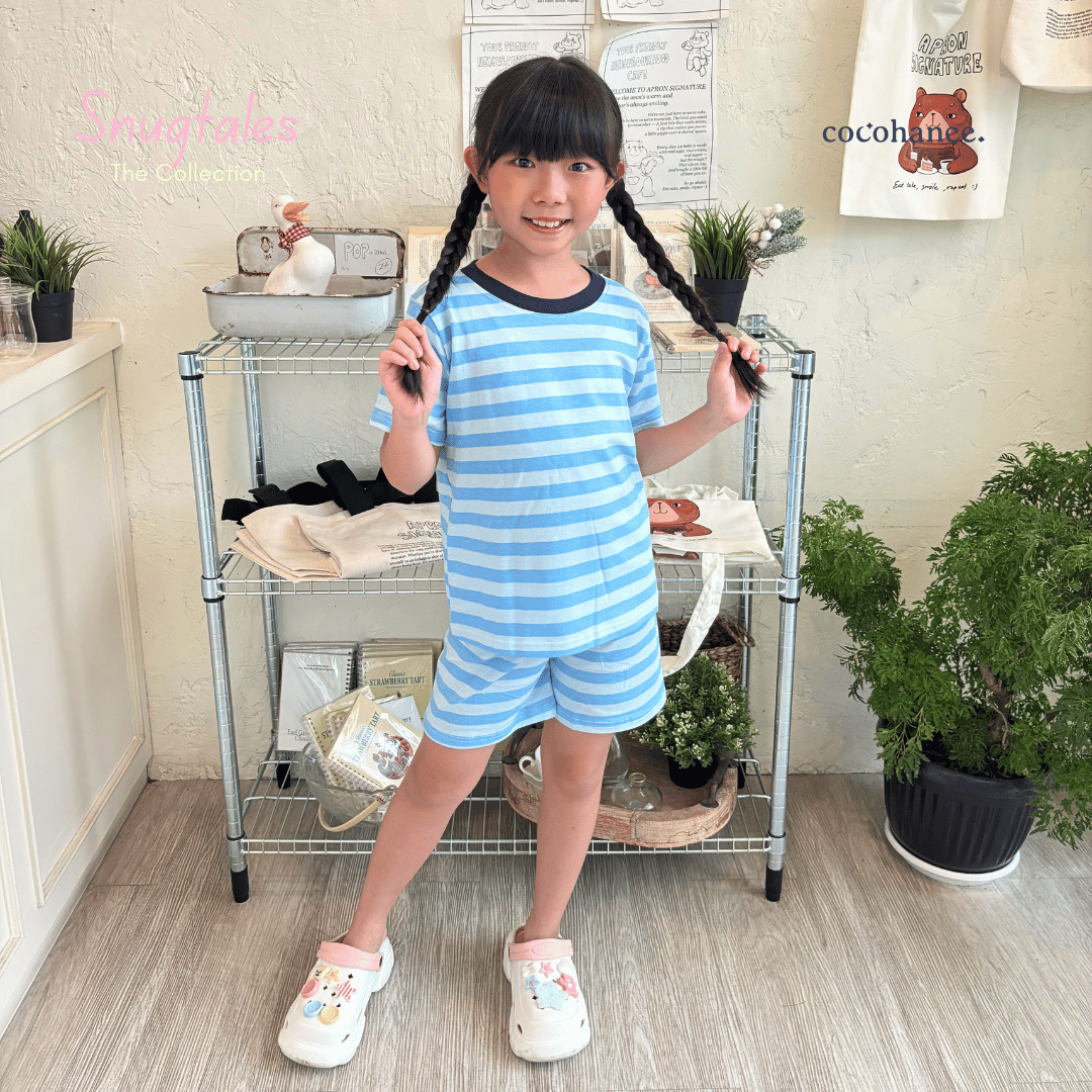 Stripe Cloud - Short Pajamas - Piyama Tidur Motif Salur Anak