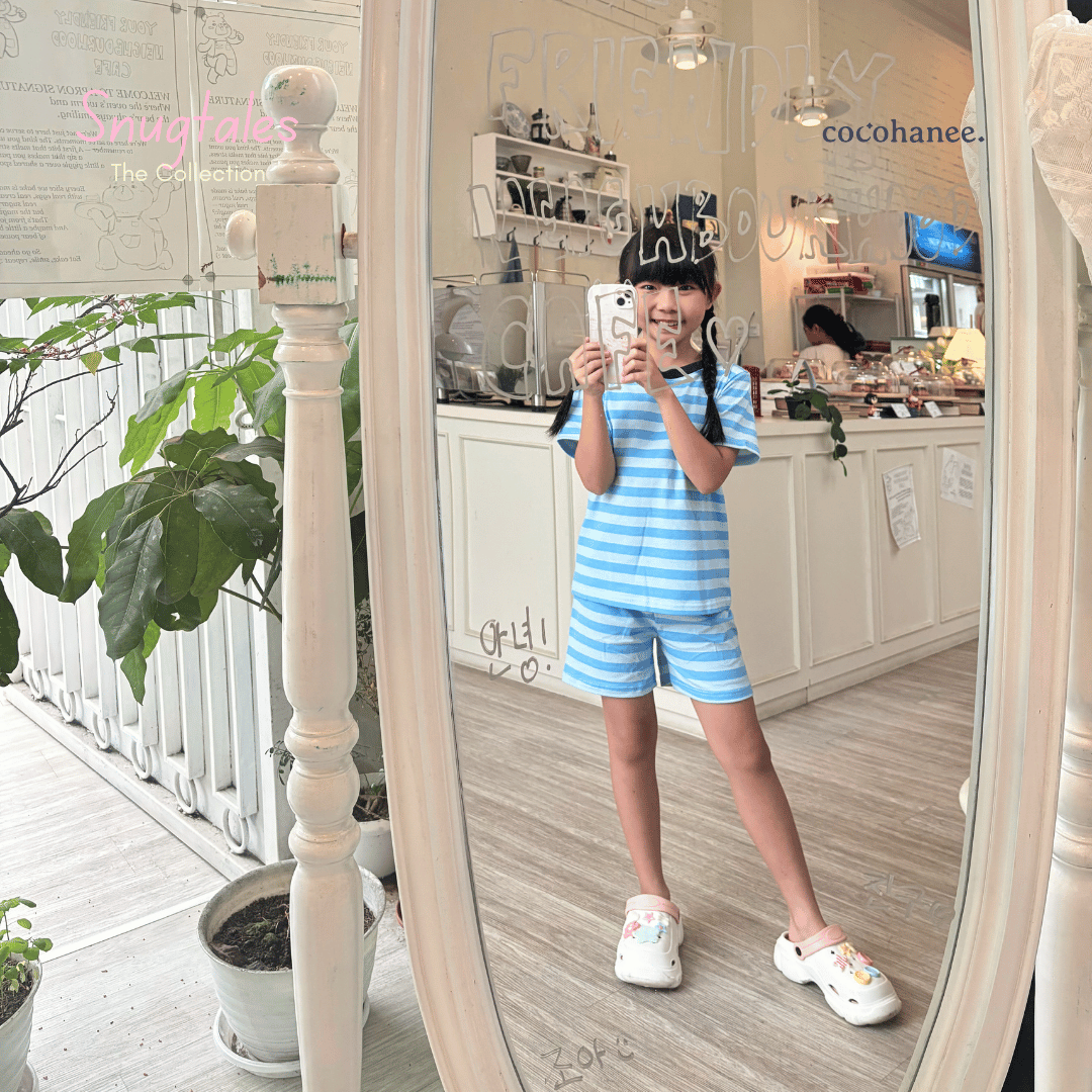 Stripe Cloud - Short Pajamas - Piyama Tidur Motif Salur Anak
