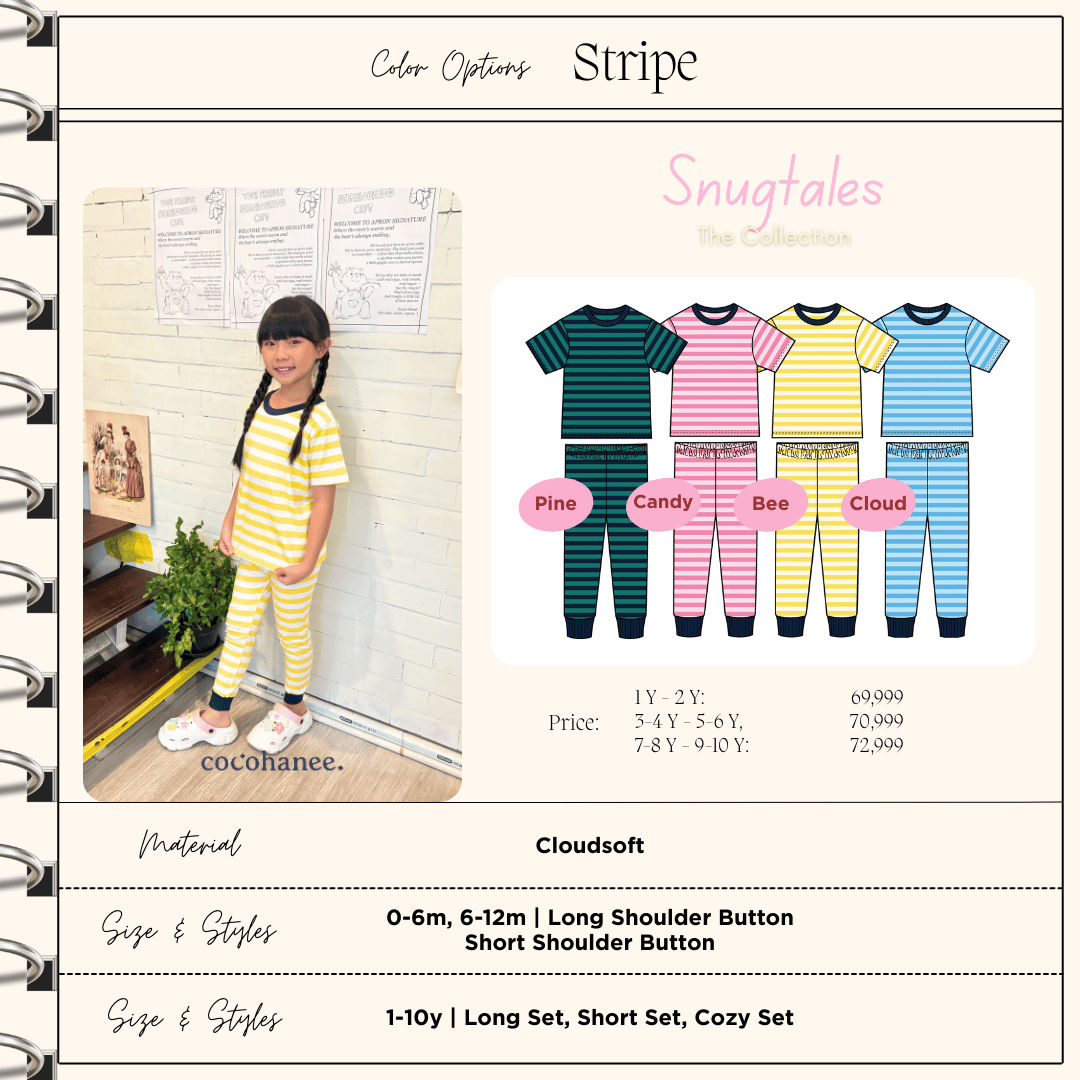 Stripe Bee - Cozy Pajamas - Piyama Tidur Motif Salur Anak