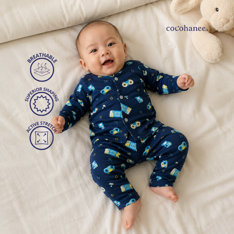 Cocohanee Wonderverse - Long Button Down Pajamas Game On!