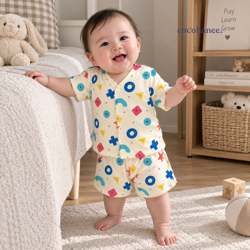 Cocohanee Wonderverse - Short Button Down Pajamas Little Geo