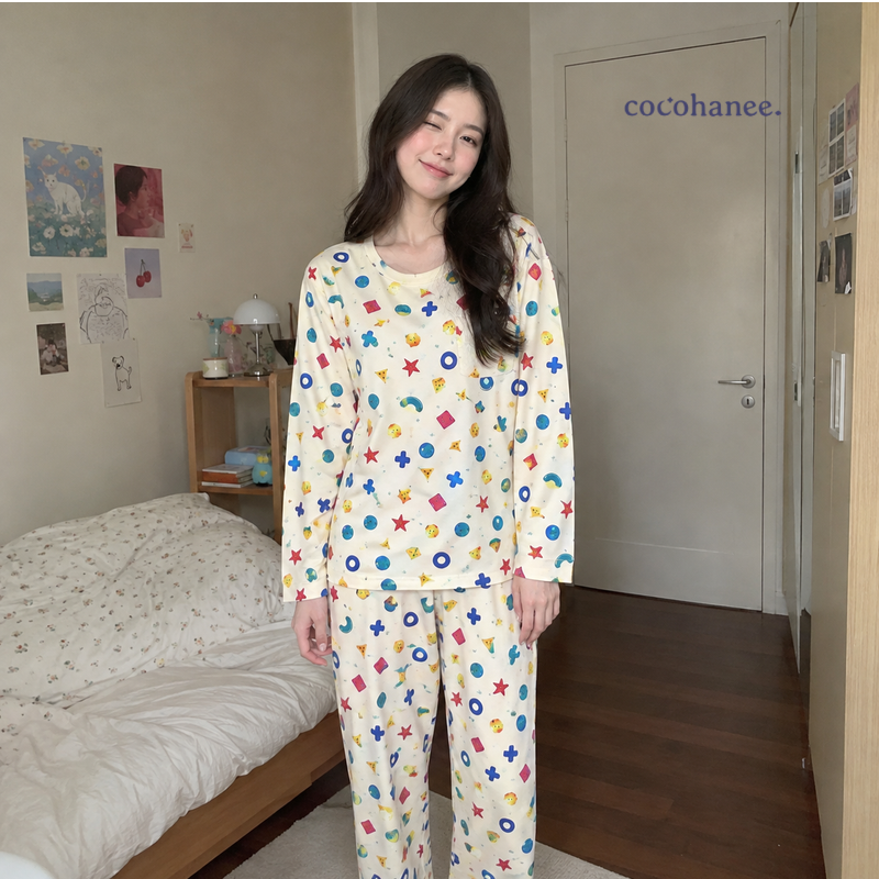 Cocohanee Wonderverse - Lune Long Pajamas Little Geo