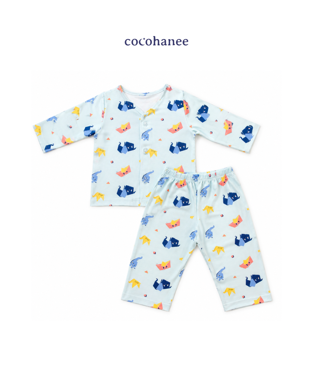 Cocohanee Wonderverse - Long Button Down Pajamas Fold Friends