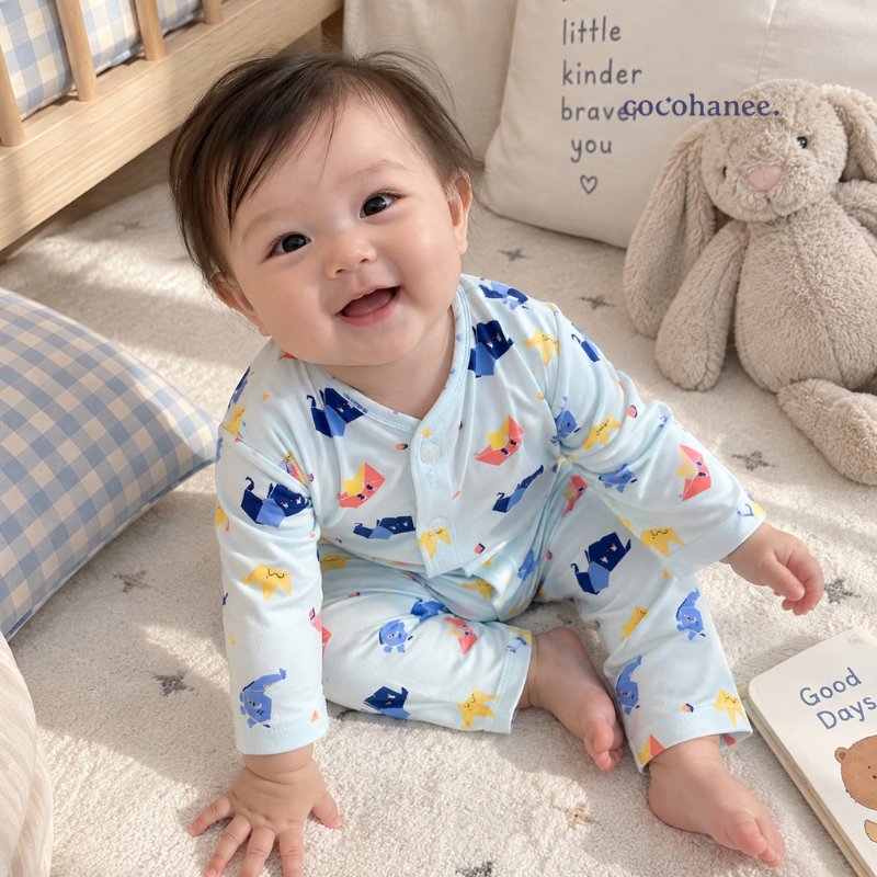 Cocohanee Wonderverse - Long Button Down Pajamas Fold Friends
