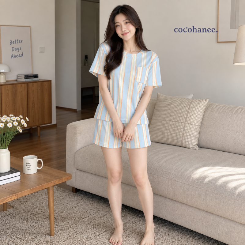 Cocohanee Classic Summer Vibe - Lune Short Pajamas Coastal Play