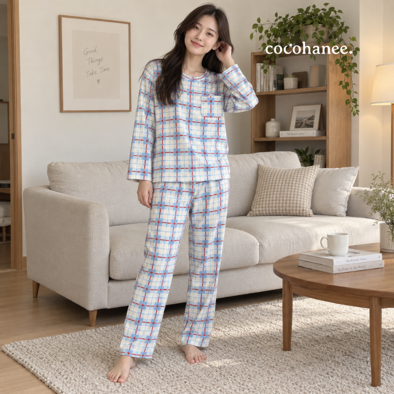 Cocohanee Classic Summer Vibe - Lune Long Pajamas Picnic Pop