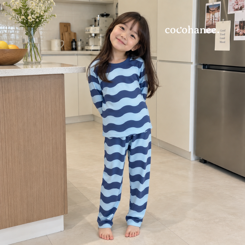 Cocohanee Classic Summer Vibe - Long Pajamas Jelly Wave