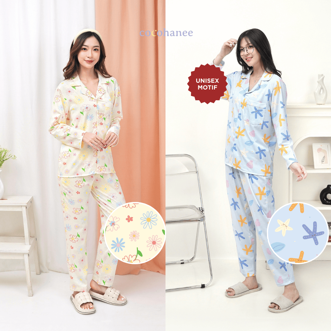 Bundle of 2 - Lune Button Long - Piyama Tidur Dewasa Dengan Kancing